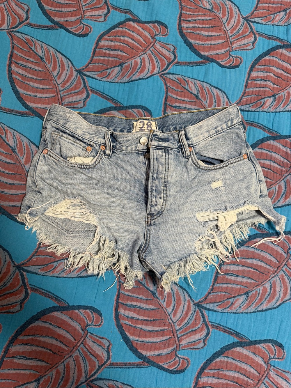 Free People Distressed Denim Shorts
